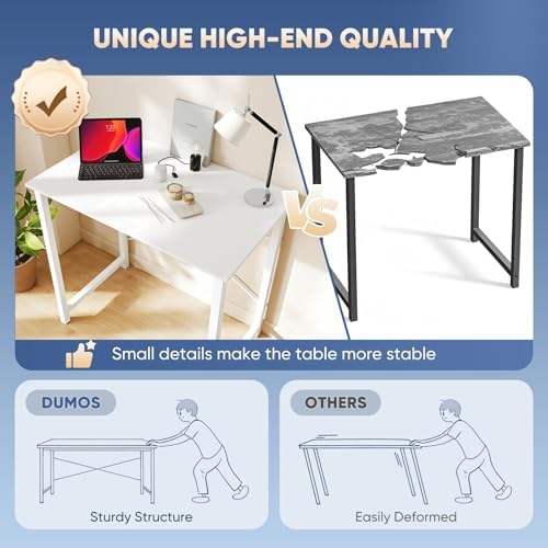 DUMOS 32 in Small Computer Desk for Home Office, Modern Study Work Table Simple Style for Bedroom, Writing Desks with X-Shaped Reinforcement, 2 Pack, White - Image 5