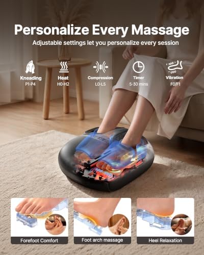 Shiatsu Foot Massager with Heat and Air Compression for Plantar Fasciitis - Image 2