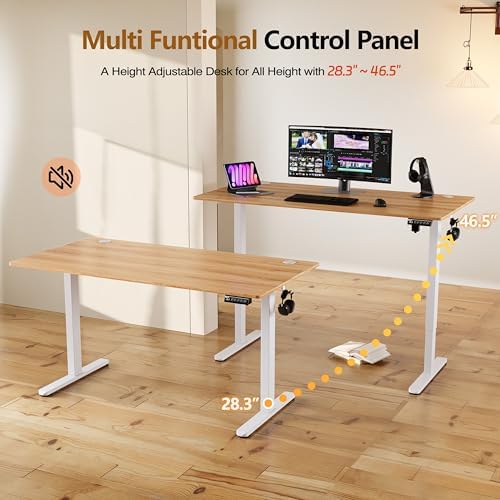 Monomi Electric Standing Desk, 47.2 inches Height Adjustable Desk, Natural - Image 2