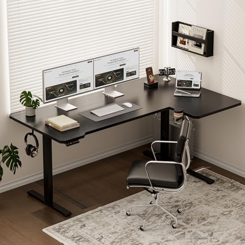 Acrolix L Shaped Electric Standing Desk,71x43.5 Reversible,Black - Image 2