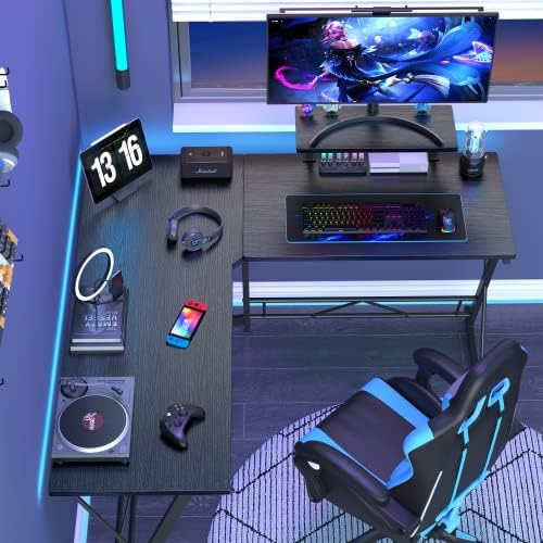 Mr IRONSTONE L Shaped Gaming Desk Corner Computer Desk, Home Office Desks Writing Workstation with Large Monitor Stand, Easy to Assemble (Black,51 Inch) - Image 2