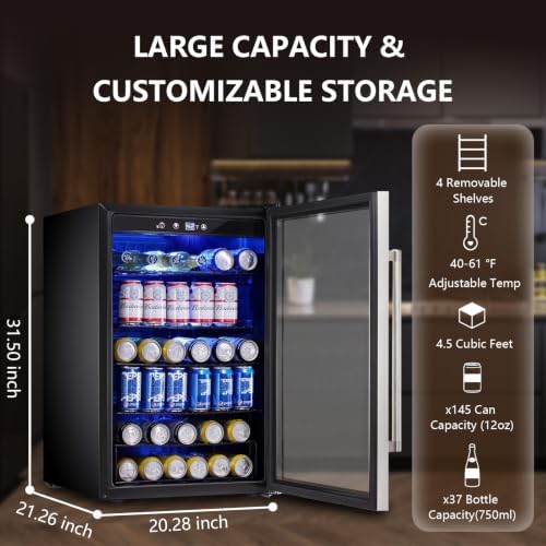 COWSAR 4.4 Cu. Ft. Wine Cooler, 37-Bottle with Lock, 32-61°F - Image 3
