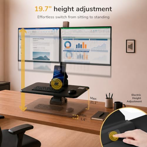 Mount-It! Dual Monitor Electric Standing Desk Converter, Sit-Stand Riser - Image 4