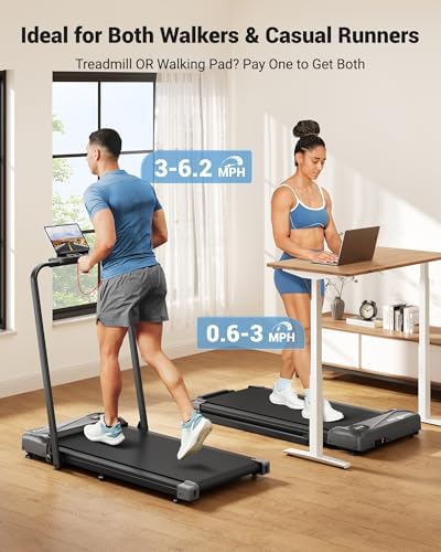 THERUN Walking Pad with Handle Bar, 2 in 1 Under Desk Portable Treadmill - Image 2