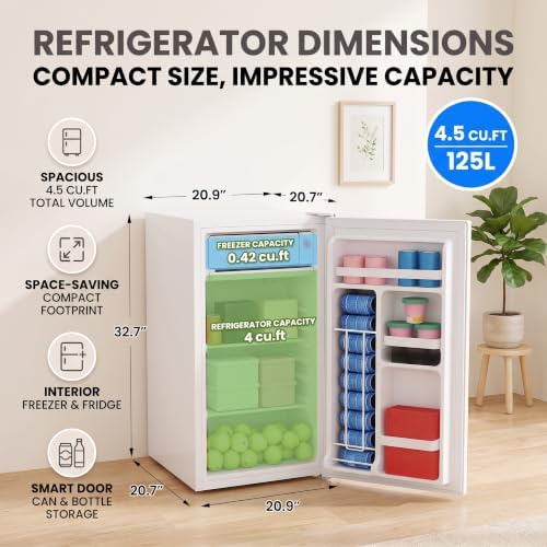 4.5 Cu.Ft Mini Fridge with Freezer, Great for Dorm Office Bedroom - Image 2