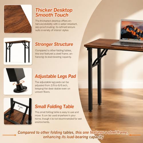 Folding Desk Foldable Desk - Folding Table for Small Spaces, Portable Compact Laptop Workstation for Computer Tasks, Study, Craft, Sewing, Home Office, Bedroom, Dorm and Narrow Space Storage - Image 7