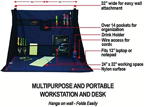 Mini Portable Standing Desk, Workbench, Work Station, Storage for Jobsite, Garage, Office, Shop, Hanging Work Surface, Black (WS3700) - Image 3