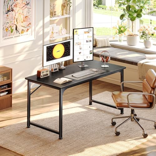 PRAISUN 40 Inch Computer Desk, Office Desk, Spacious Desktop, Black - Image 2