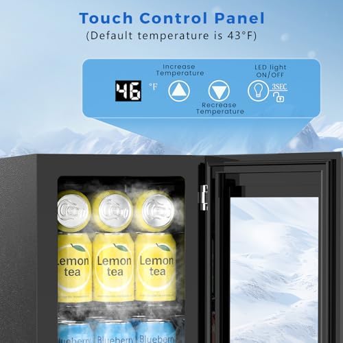 COWSAR Commercial Beverage Refrigerator 24-Can Mini Fridge, Countertop Wine Cooler Small Adjustable Digital Thermostat, LED Light, Freestanding Countertop Drink Refrigerator for Home, Bar & Office - Image 3