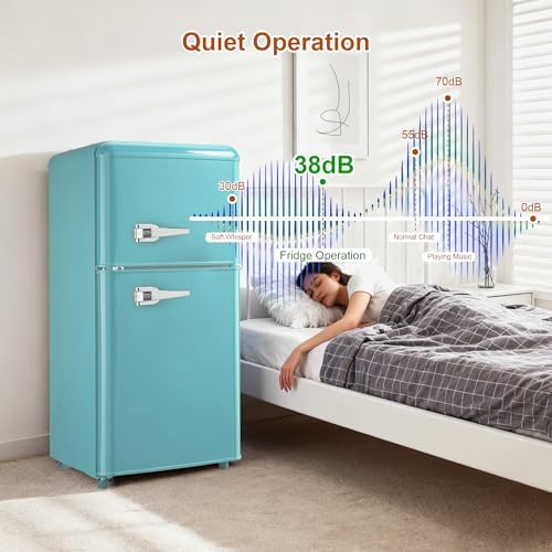 Retro Mini Fridge with Freezer 3.5 Cu. Ft, Small Refrigerator Dual Door - Image 6