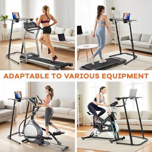 Treadmill Desk, Small Standing Desk for Walking Pad, 30-47 Inch Adjustable Height Walking Pad Stand for Treadmill, Portable Standing Table for Bike and Home Office Work - Black - Image 7