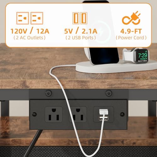 YAOHUOO Printer Stand with Power Outlet/Drawers, Printer and Shredder Stand - Image 3
