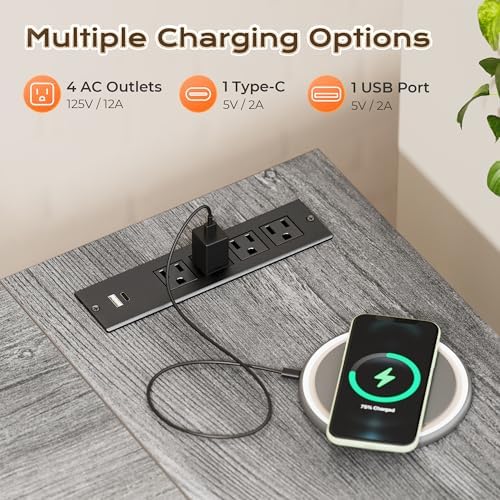 Huuger 63 Inch L Shaped Desk with Power Outlets & 0.95 Inch Thicker Desktop - Image 4