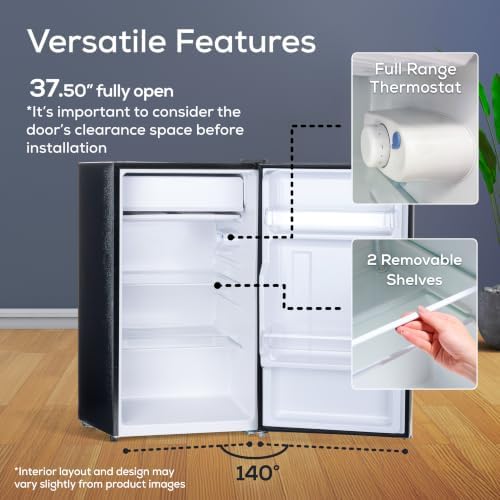 Igloo 3.2 Cu.Ft. Mini Fridge with Freezer - Single Door Compact Refrigerator with Glass Shelves for Homes, Dorms & Offices- Keep Snacks, Drinks & Frozen Foods Cool with Temperature Control Mini Fridge - Image 5