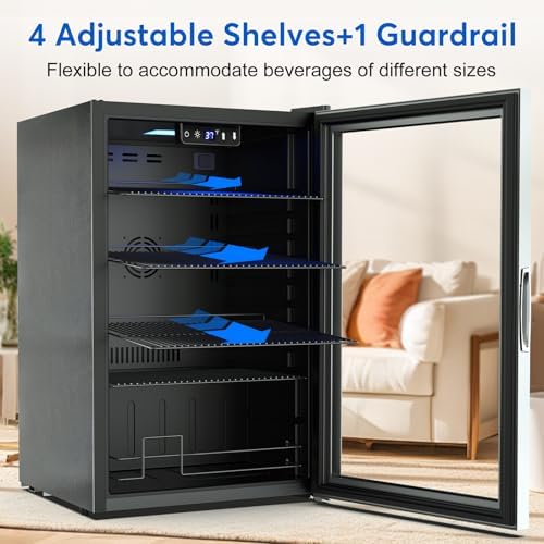 FoMup 20 Inch Beverage Refrigerator 150 Can with Glass Door – Mini Drink Cooler with Reversible Door, Safety Lock & Temperature Control, Small Fridge for Beer Soda Wine, Compact for Dorm Office Hotel - Image 5