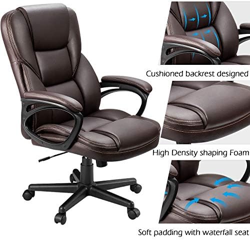 Furmax Office Executive Chair High Back Adjustable Managerial Home Desk Chair, Swivel Computer PU Leather Chair with Lumbar Support (Brown) - Image 5