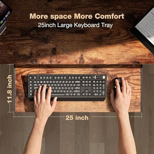 Acrolix 59" L Shaped Standing Desk with Shelves Keyboard Tray,Rustic Brown - Image 4