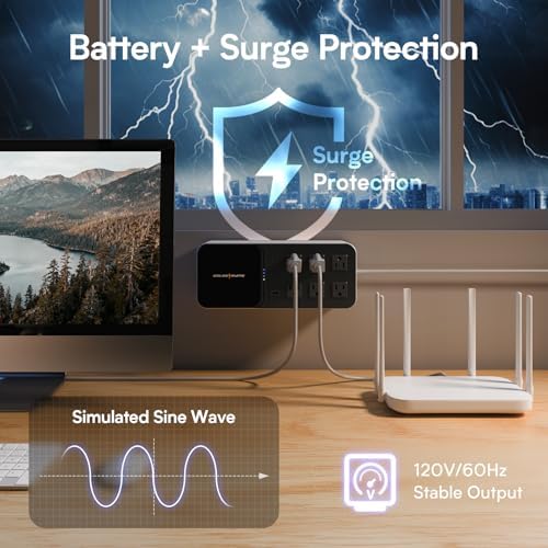 GOLDENMATE 600VA/360W Lithium UPS Battery Backup and Surge Protector - Image 2