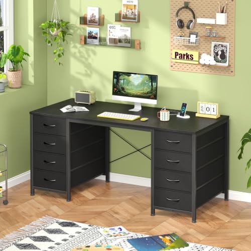 50 Inch Computer Desk with 8 Drawers for Home Office, Bedroom, Living Room - Image 7