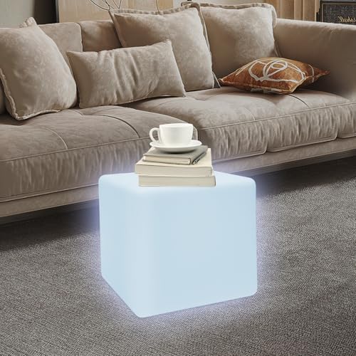 Rechargeable LED Cube Chair Light with Remote, Outdoor Waterproof 16 Colors Changing LED Cube Stool Seat Side Table, Floor Lamp Night Light Glow Furniture for Home Bedroom Patio Garden (Square, 16") by LifeFirstChoice-Blisiour