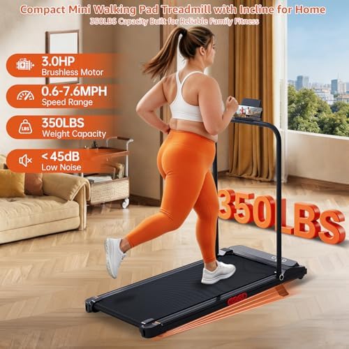 KASSADIN Small Walking Pad Treadmills with Handle Bar Incline for Home - Image 5