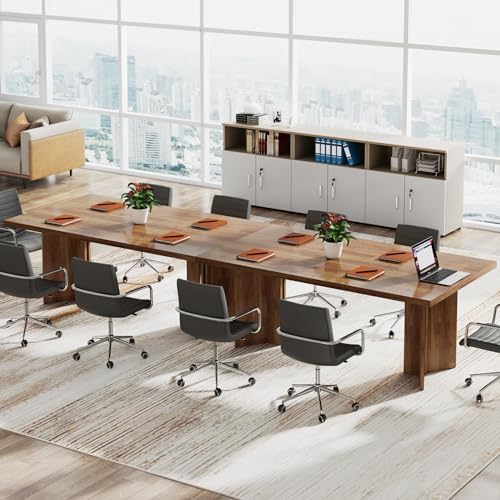 Tribesigns 63-inch Executive Desk, Vintage Home Office Computer Desk with Large Tabletop, Farmhouse Wood Writing Conference Table Workstation for Office, Study, Walnut Brown - Image 5