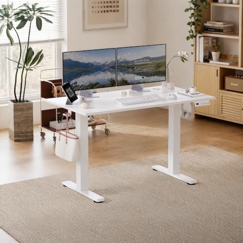 Claiks Electric Standing Desk 55x24 Inch Adjustable Desk, White - Image 2