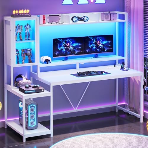 SEDETA 60'' Gaming Desk with Storage, Hutch, Display Cabinet and LED Lights - Image 3