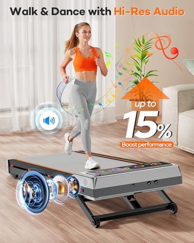 Walking Pad Treadmill with 15% 12-Level Incline & UI Screen, Trisomy 3.5HP Foldable Under Desk Treadmill with Bluetooth Speaker, Portable Treadmills for Home Office 450LBS, Remote, RGB Light - Image 6