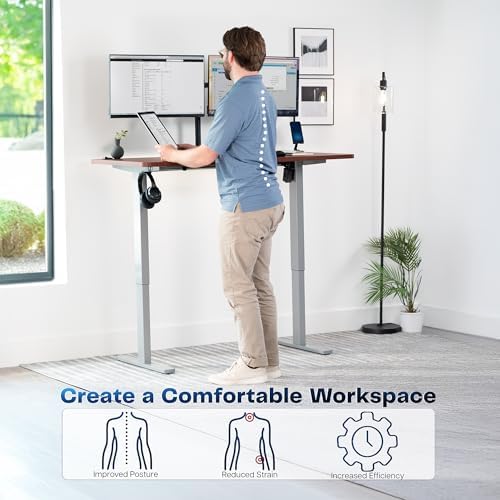 VIVO Dark Walnut 55 x 28 in Standing Desk, DESK-KIT-1G55D - Image 4