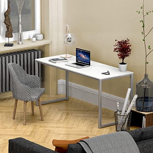 SHW Mission 55-Inch Home Office Computer Desk, White - Image 2