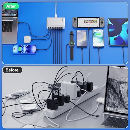 USB C Charger 430W USB C Charger Block, 8-Ports GaN IV Fast Charging Station Hub,PD 100W Laptop Charger Adapter,for MacBook Pro/Air/iPad/iPhone16/15/14/Apple Watch/DELL/Samsung for Home Office - Image 7