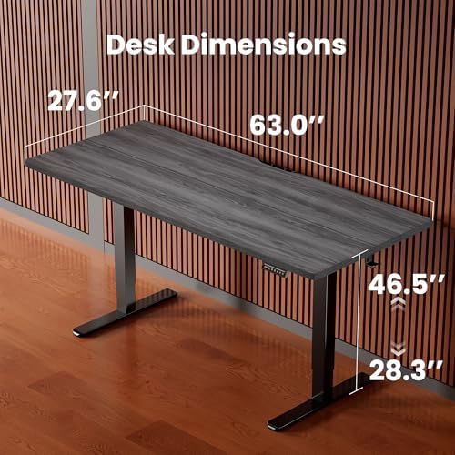 ErGear Height Adjustable Electric Standing Desk, 63 x 28 Inches Sit Stand up Desk, Memory Computer Home Office Desk, Grey - Image 3