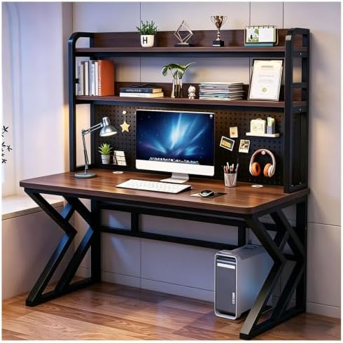39" Gaming Desk with Bookshelf & Pegboard, Small Home Office Table by Unknown
