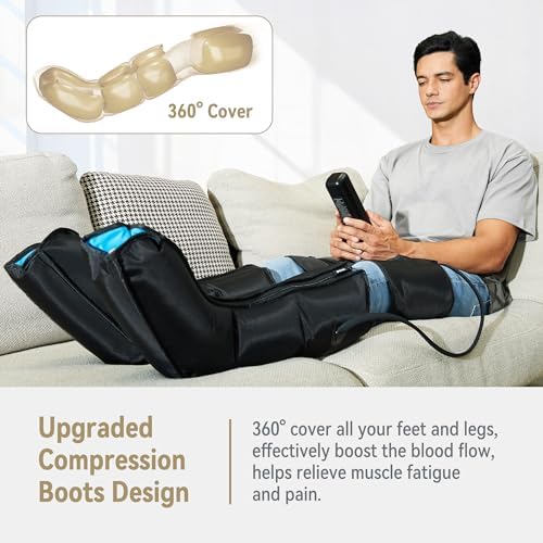 FIT KING Air Compression Leg and Foot Boots Massager for Circulation from Foot to Thigh to Relieve Pain, Swelling, Edema - Pressure Sensor & LCD Display & 3 Timer Optional - Image 2