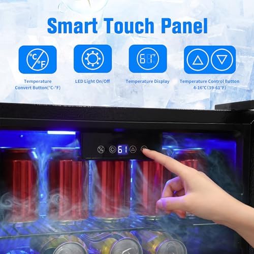 48 Can Mini Fridge, 1.7 Cu.Ft Drink Beverage Cooler with Digital Temperature Control & Glass Door, Countertop Small Beer Soda Wine Refrigerator for Office Bar Dorm Bedroom - Image 3