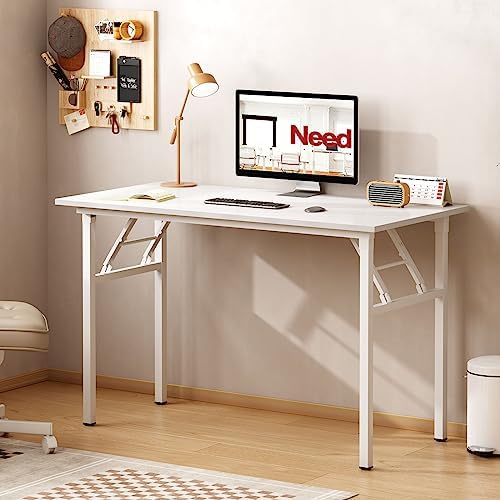 Need Office Computer Desk 39.3 Inch Sturdy Folding Laptop Table White - Image 5