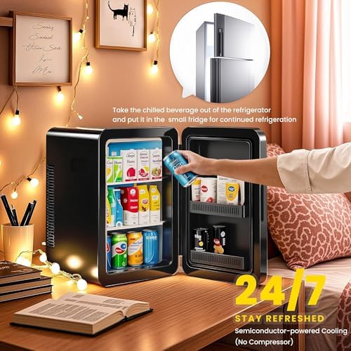 Kikihouse 22L/30Cans Mini Fridge for Bedroom, Portable Cooler & Warmer - Image 4