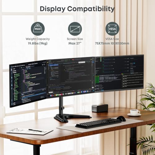 Triple Monitor Stand fits 3 Screens up to 27 Inches, Freestanding - Image 3