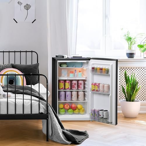 West Bend Mini Fridge for Bedroom, Office, Bar or College Dorm Room, Retro Compact Refrigerator features single door, removable glass shelves and adjustable temperature control, 3.0-Cu.Ft., Black - Image 3