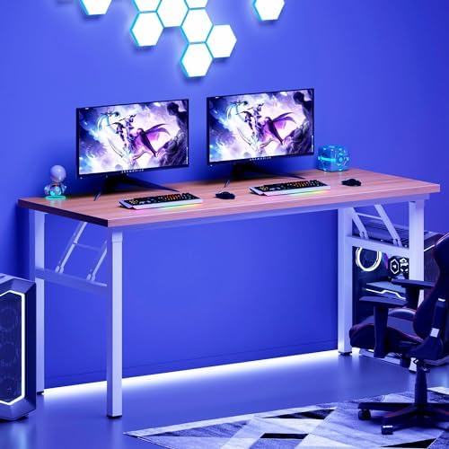 Need Office Computer Desk 54.3 Inch Sturdy Folding Laptop Table Teak - Image 2