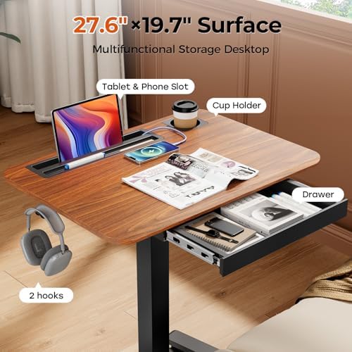 28" Mobile Standing Desk with Drawer, Portable Laptop Desk - Image 3