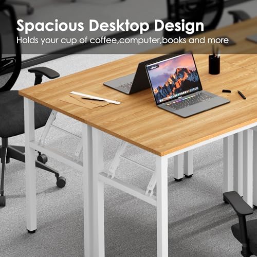 Need Office Computer Desk 35.8 Inch Sturdy Folding Laptop Table Teak - Image 6