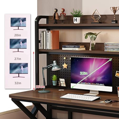 39" Gaming Desk with Bookshelf & Pegboard, Small Home Office Table - Image 3