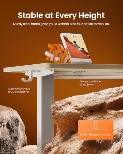 ErGear Height Adjustable Electric Standing Desk, 32 x 19 Inches Sit Stand up Desk, Memory Computer Home Office Desk, Natural - Image 5