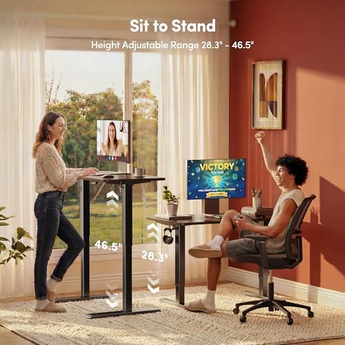FEZIBO 55 x 24 Inchs Electric Standing Desk, Height Adjustable, Sit Stand Up, Computer Office Desk with Splice Board, Black Frame/Black Walnut Top - Image 5