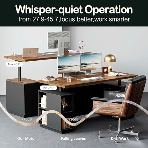 ModernMate 71" L Shaped Executive Standing Desk with 4 Drawers - Image 6