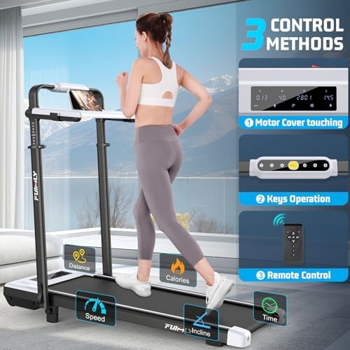 Walking Pad Treadmill with Desk Workstation, 15% Incline Treadmill with Handle Bar, Foldable Treadmills Under Desk for Home/Office, 400 lbs+ Capacity, Adjustable Height, Removable Desk, 3.5HP Motor - Image 6