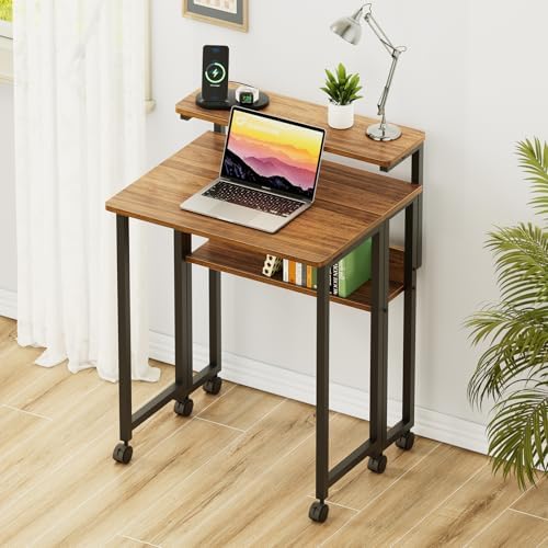 GreenForest Folding Desk with Adjustable Monitor Stand, 24.8 in Small Desk - Image 2