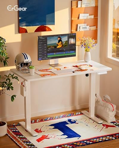 ErGear Height Adjustable Electric Standing Desk, 40 x 24 Inches Sit Stand up Desk, Memory Computer Home Office Desk, White - Image 2